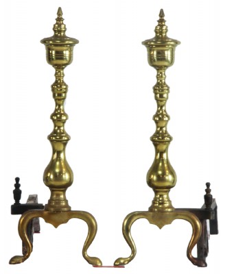 Small Antique Brass Andirons